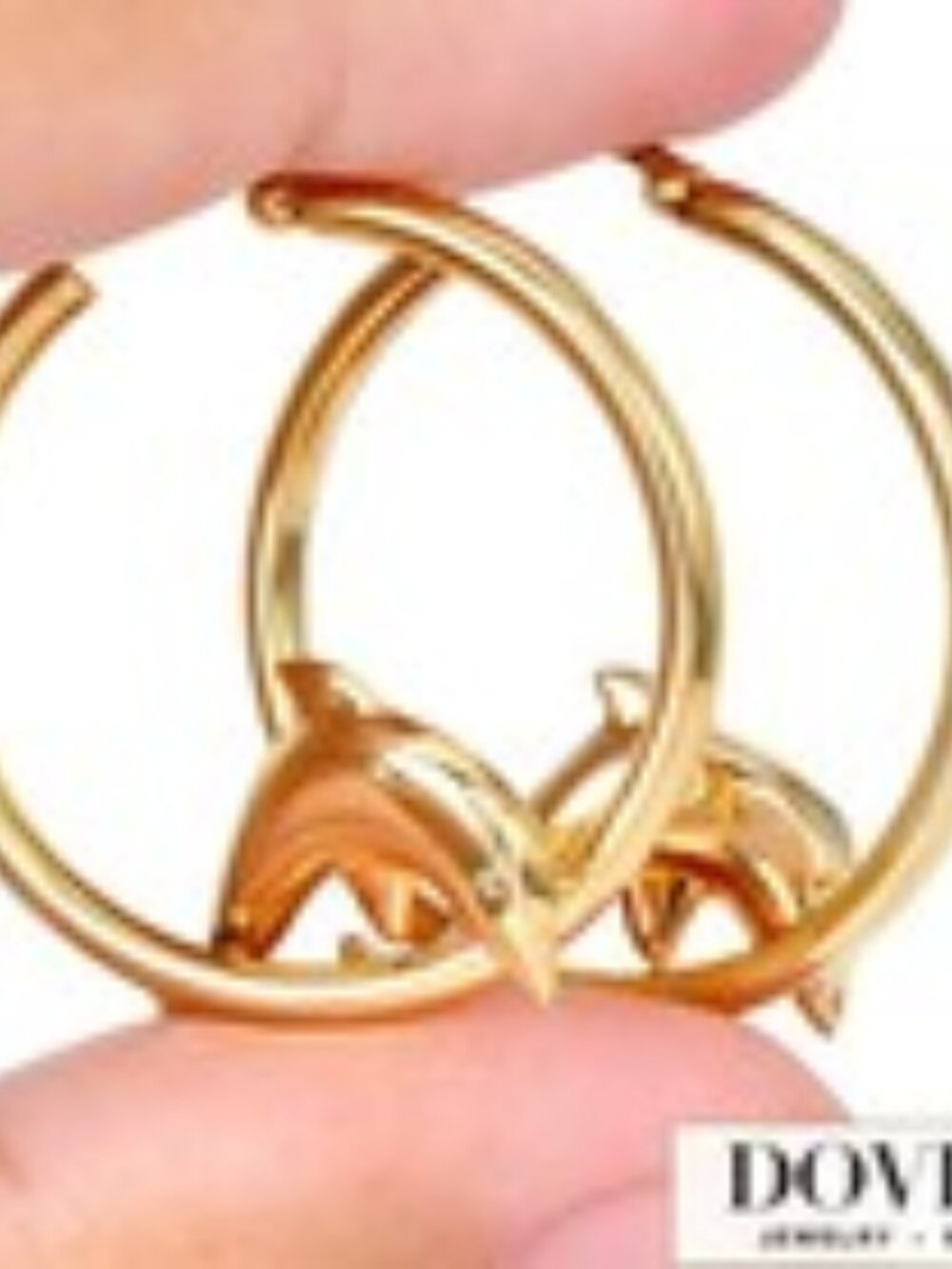 Dolphin hoop earrings in gold tone sterling silver